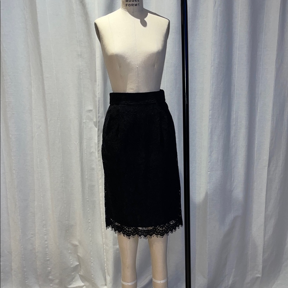 J. Crew Black Lace Pencil Skirt